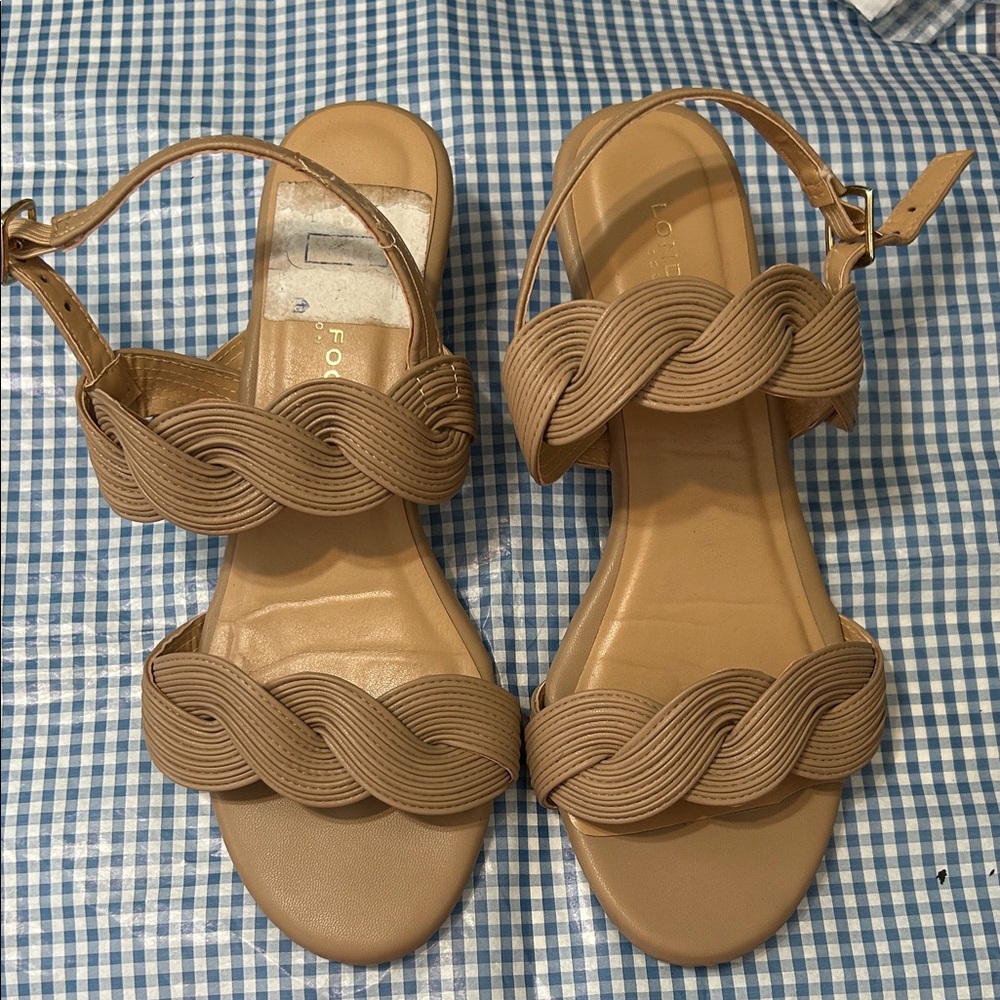 Tan Braided Strap Sandals London Fog